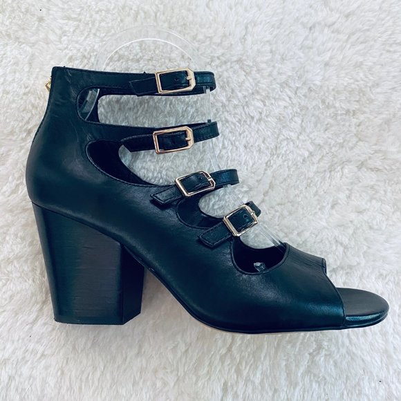 Isola Shoes - Isola Stacked Heel Caged Buckle Pump Sz 7